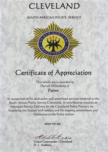 Certificate of Appreciation