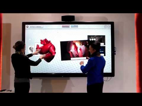 Parrot Interactive showcasing multi-touch on the human anatomy and a digital chalkboard 