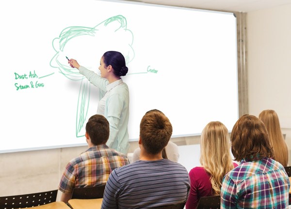 Teacher teaching class using a Whiteboard