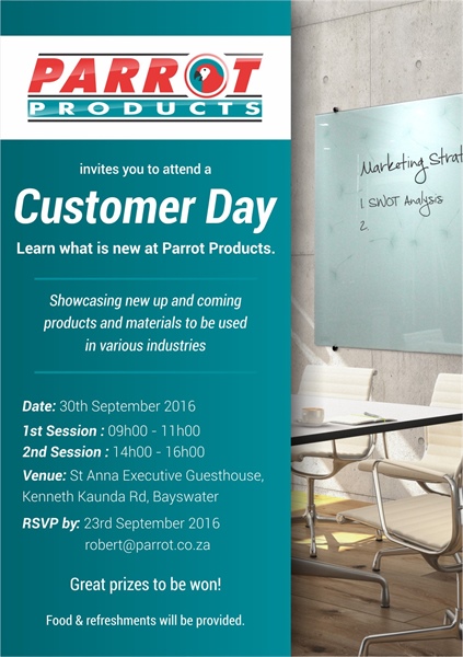 Parrot Products is hosting Customer Days - Bloemfontein
