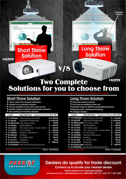 Parrot Interactive Short Throw v/s Long Throw Solution