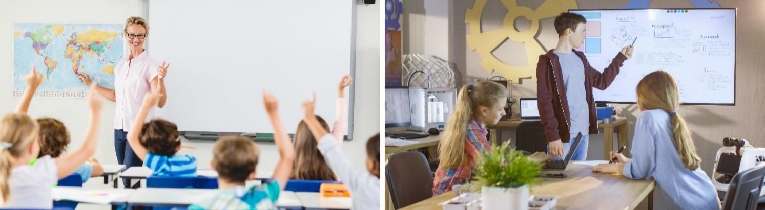 Teachers with Interactive Whiteboards and LED Panels