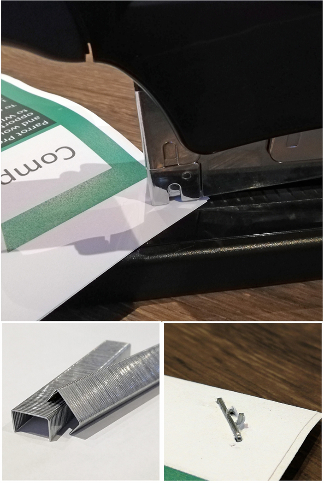 Stapling 2 sheets of paper using a 50 sheet stapler